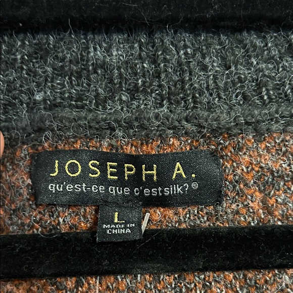 JOSEPH A Size Large NWT Rust Gray Animal Print Pullover V-Neck Sweater Zebra - Picture 2 of 9